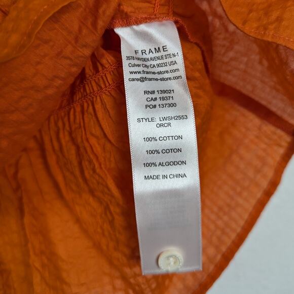 NWT Frame Orange Crush Ruched Button Front Sleeveless Blouse Size S - Picture 6 of 10